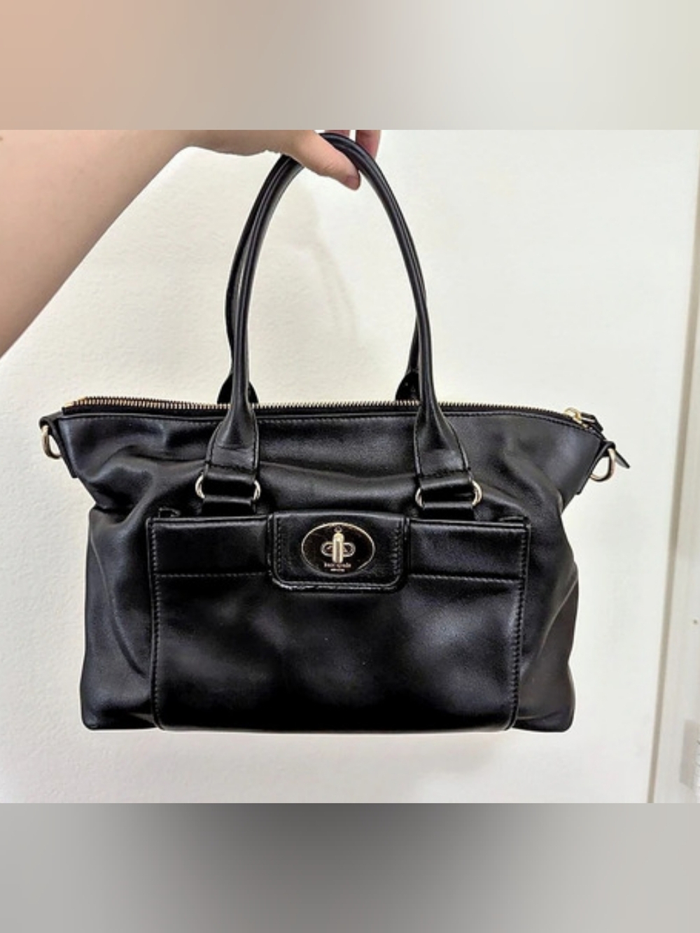Kate Spade Hampton Road Janie WKRU2032 Black Leather Satchel